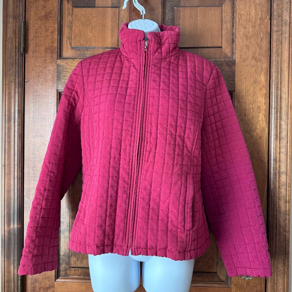 Gallery Raspberry Quilted Puffer Jacket Petite Medium